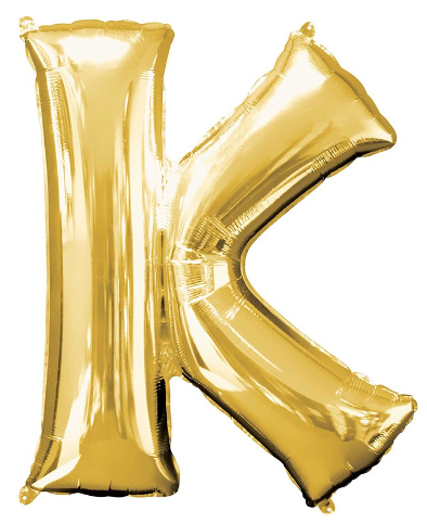 Letter K Helium Filled Giant Gold Balloon