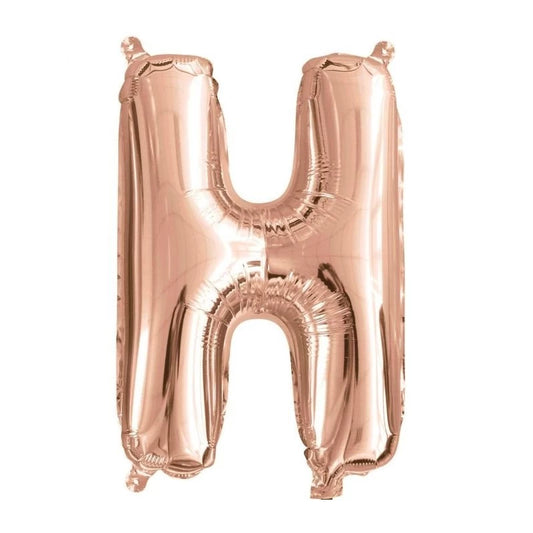 Letter H Helium Filled Giant Rose Gold Balloon