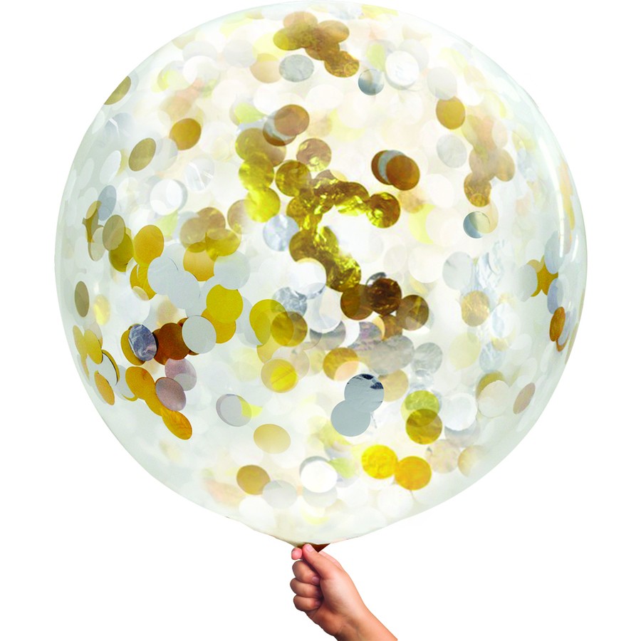 Artwrap Confetti Jumbo Balloon (Gold) Inflated