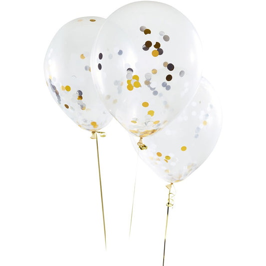 Artwrap Confetti Balloons 3 Pack (Gold) Inflated
