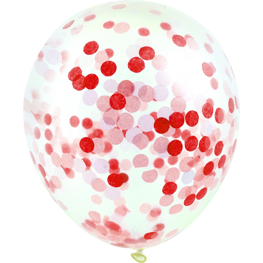 Artwrap Confetti Balloon 30cm (Red) Inflated