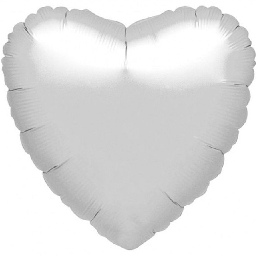 Satin Luxe Heart Foil Balloon (Platinum) Inflated