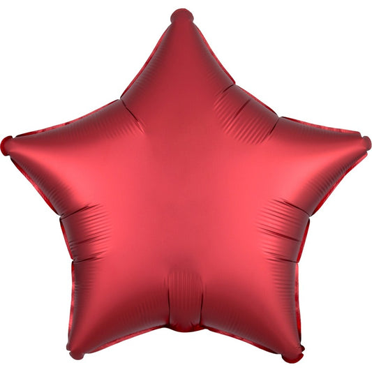 Satin Luxe Star Foil Balloon (Red) Inflated