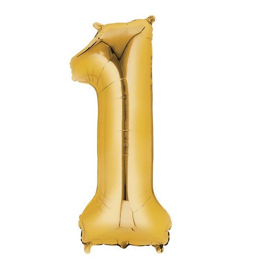 Number 1 Super Shape Balloon 86cm (Gold) Inflated