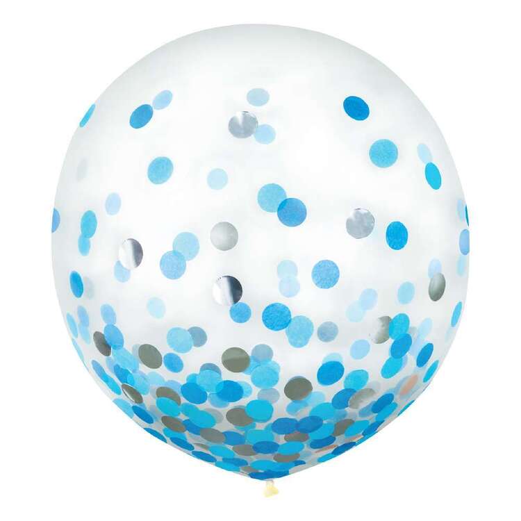 60 cm Latex Confetti Blue and Silver Balloon