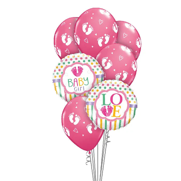 粉色婴儿送礼会女孩气球花束